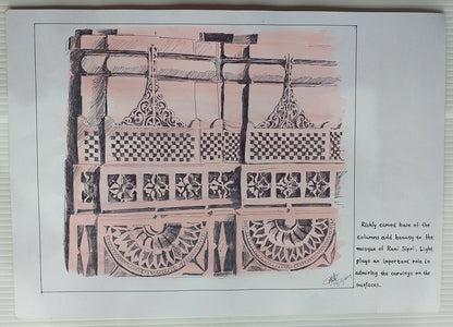 Mosque of Rani Sipri Ahmedabad, India watercolors on card 12” x 16” (2)