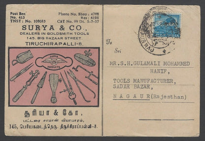 AOPINT India 1972 pictorial advertisement card HARDWARE TOOLS