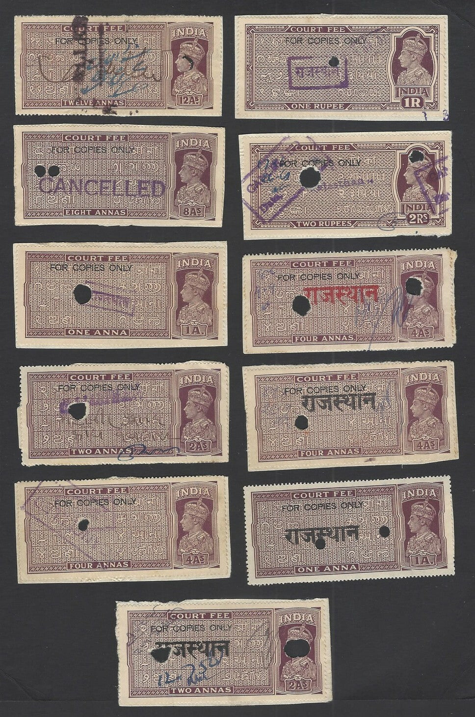 India KGVI COPY FEES x 11 upto 1R (11)	