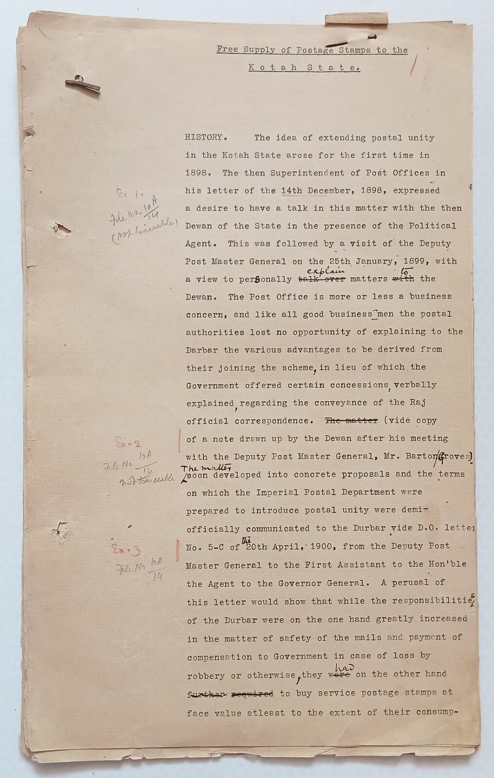 AOP India 1900 Official correspondence : Kotah State POSTAL UNITY