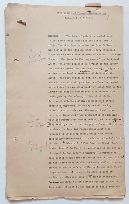 AOP India 1900 Official correspondence : Kotah State POSTAL UNITY