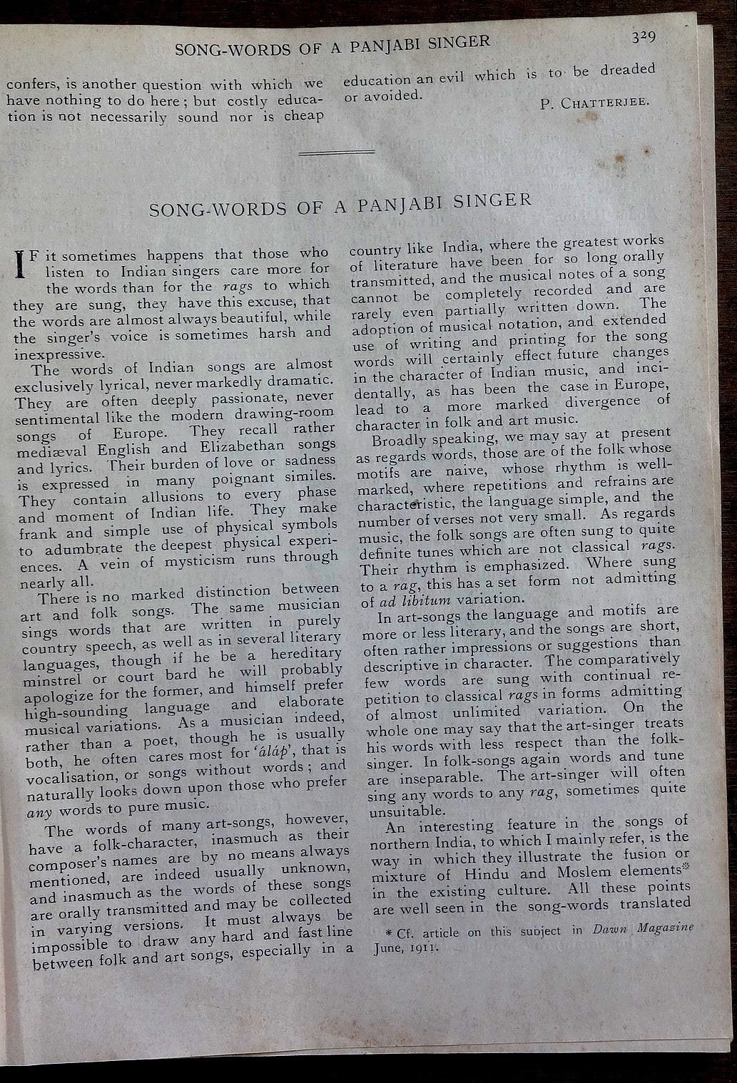 India Modern Review 1911 Panjabi Song Women’s Movements TURKEY etc SEE CONDITION