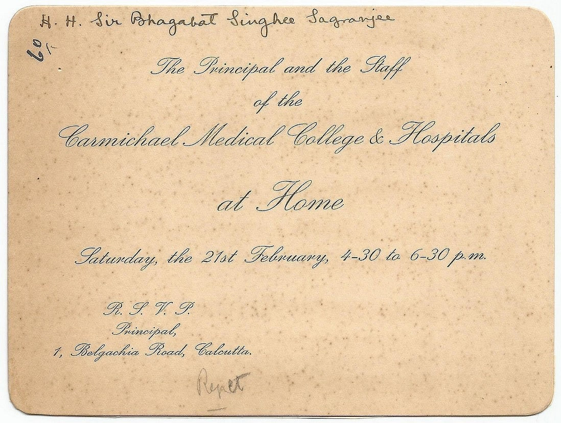 India 1929 & 1931 Carmichael Hospital Calcutta invitations (2)