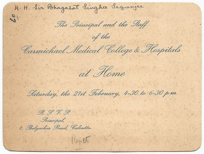 India 1929 & 1931 Carmichael Hospital Calcutta invitations (2)