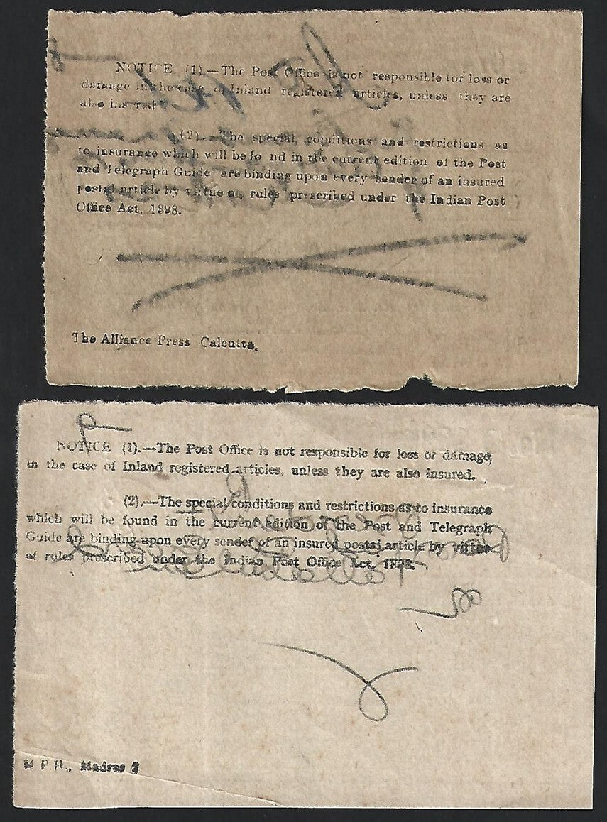 India & States 1883-1940 postal receipts (11)