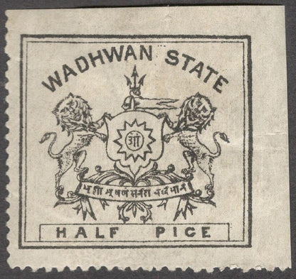 India WADHWAN State 1898-1900 1/p black/greenish blue perf.12 1/2 MH. SG 3