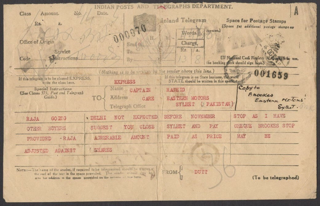 India 1948 Over Populated Telegram
