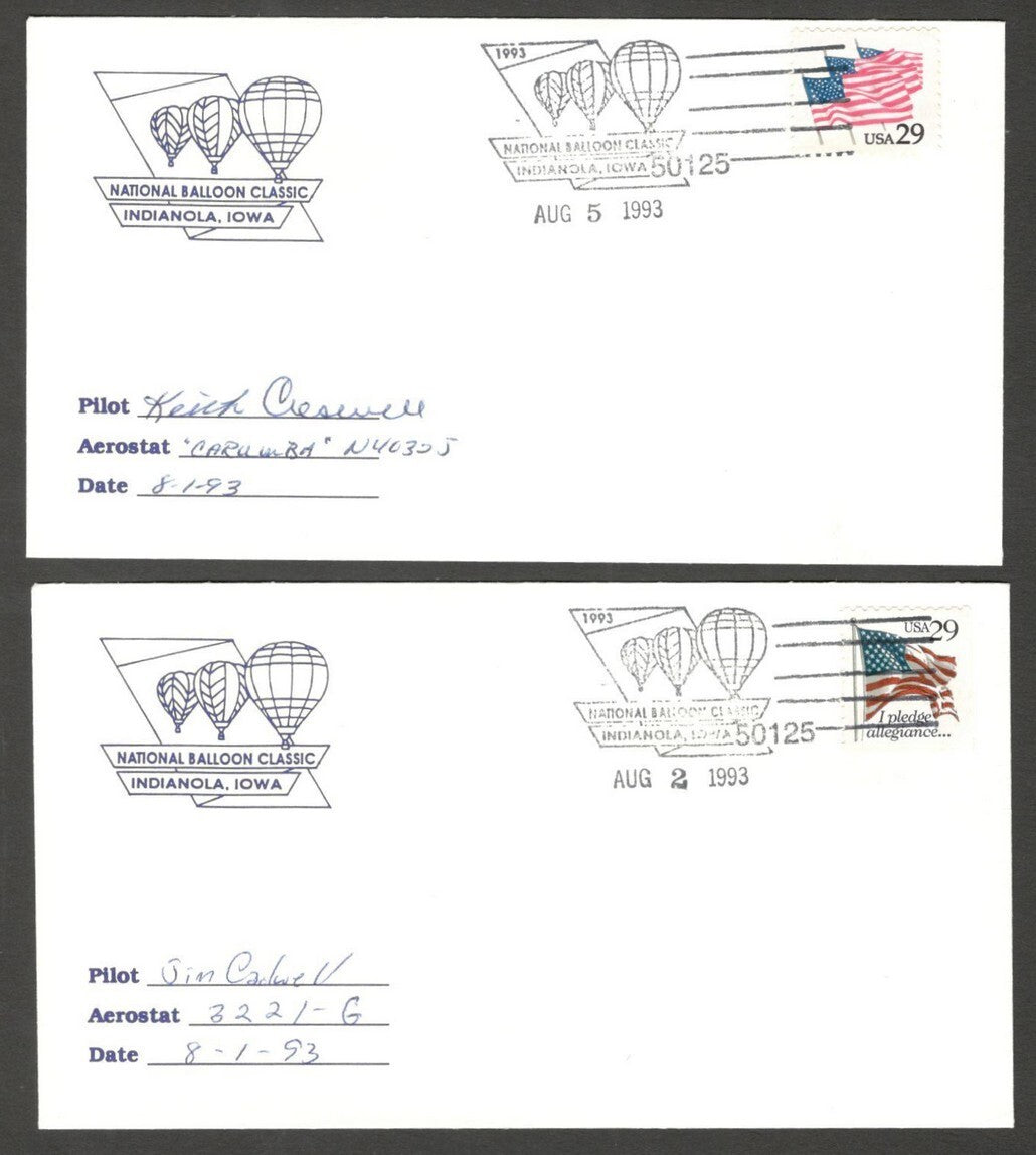 National Balloon Classic, Indianola 1993 covers signed by Pilots (10)