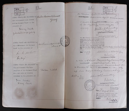 AOP India 1937 indenture signed Fazulbhoy Currimbhoy