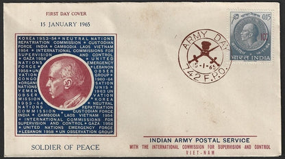 India 1965 UNEF UN Forces Indo China FPO 742 FDC First Day cover