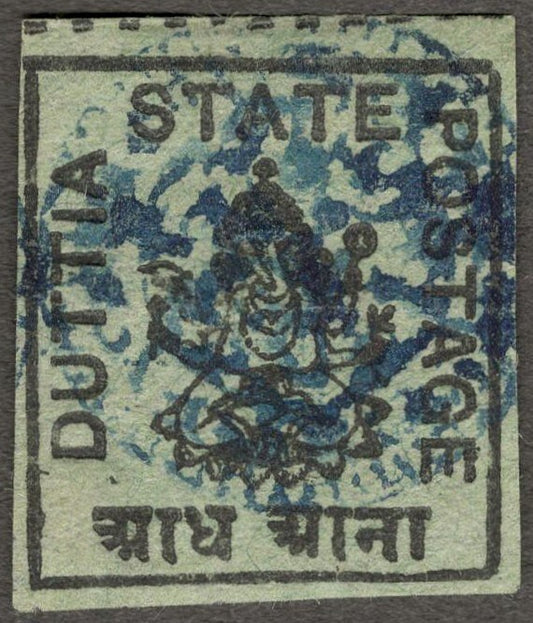 (AOP) India DATIA State 1877 1/2a black/green unused . SG 8 £180