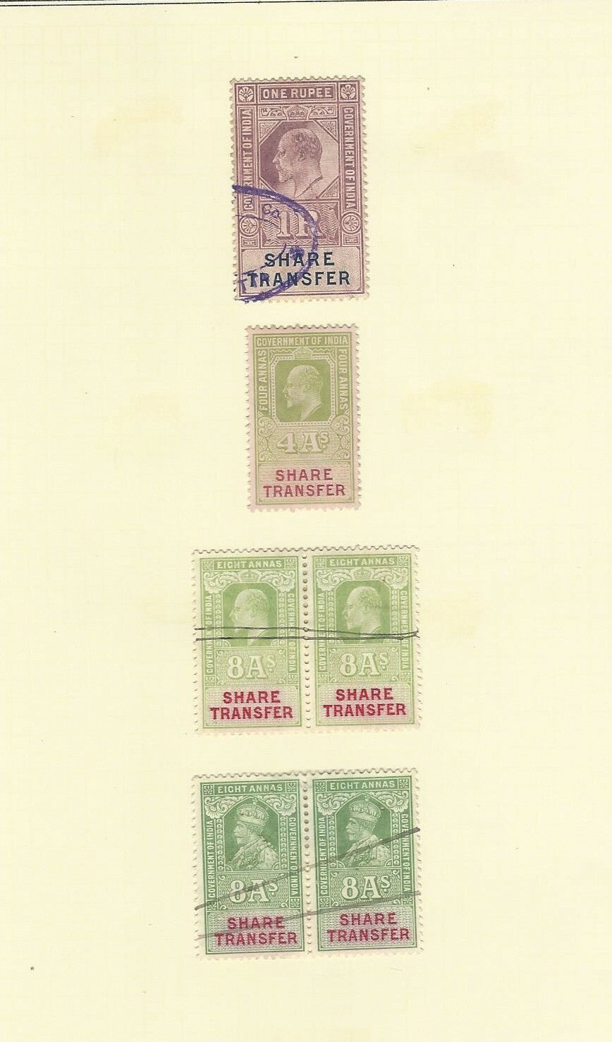 India collection of revenue stamps on sheets