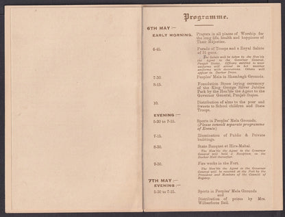 India 1935 1935 Their Majesty's Silver Jubilee - Programme of Celebrations