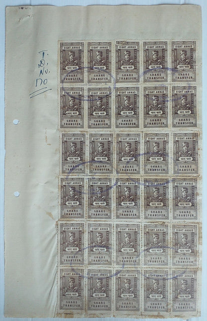 India Jaipur State Share Transfer 8a x 60 on document