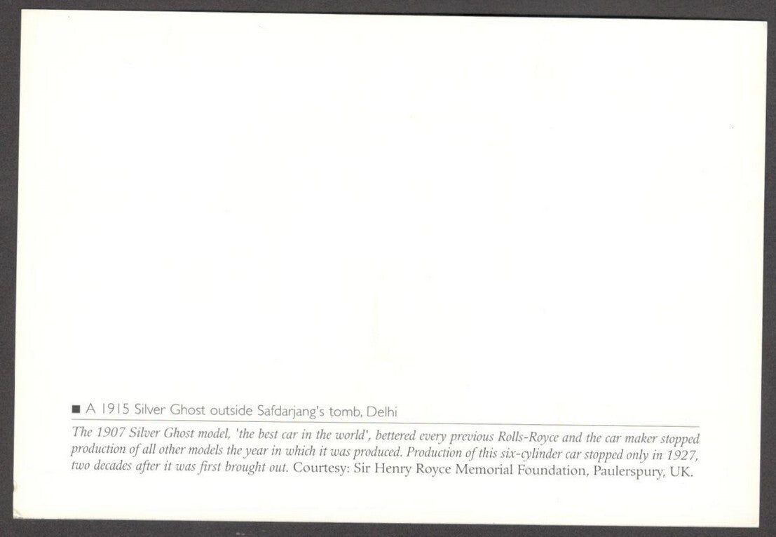 India souvenir VINTAGE CARS card ROLLS ROYCE SILVER GHOST in Delhi