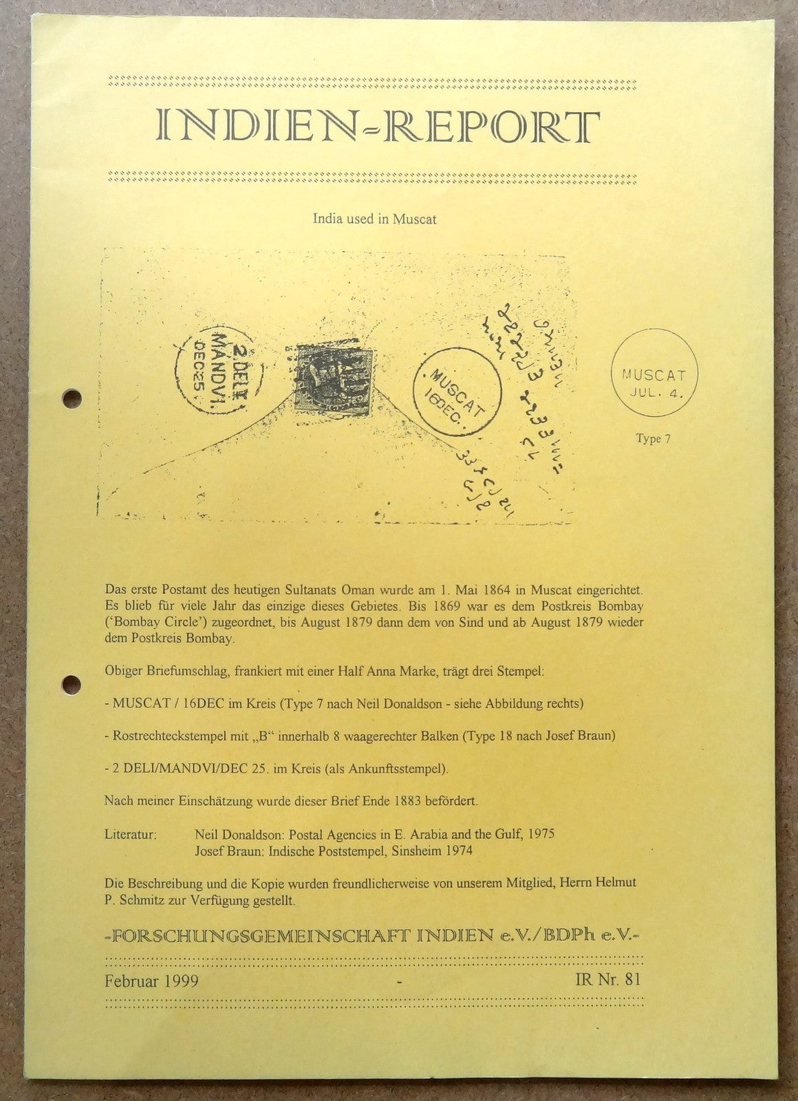INDIEN REPORT ISC India Study Circle Germany Journal February 1999
