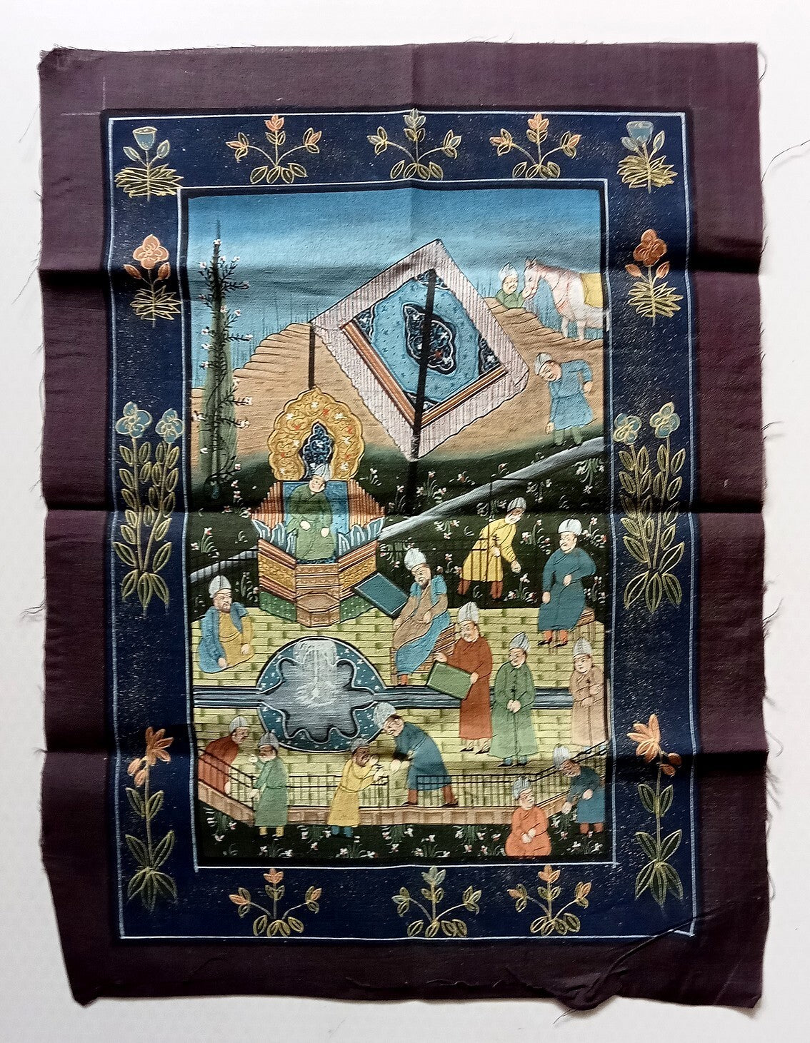 India vintage hand painting on cloth MUGHAL PAINTING 10 x 14 inches