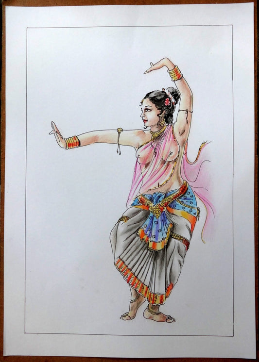 Nude Indian Beauty watercolours, crayons & ink on card 11.5” x 17.5”
