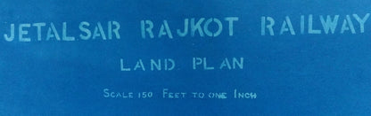 India 1899 Jetalsar Rajkot Railway signed LAND PLAN map blue print 20”x36” FAULT