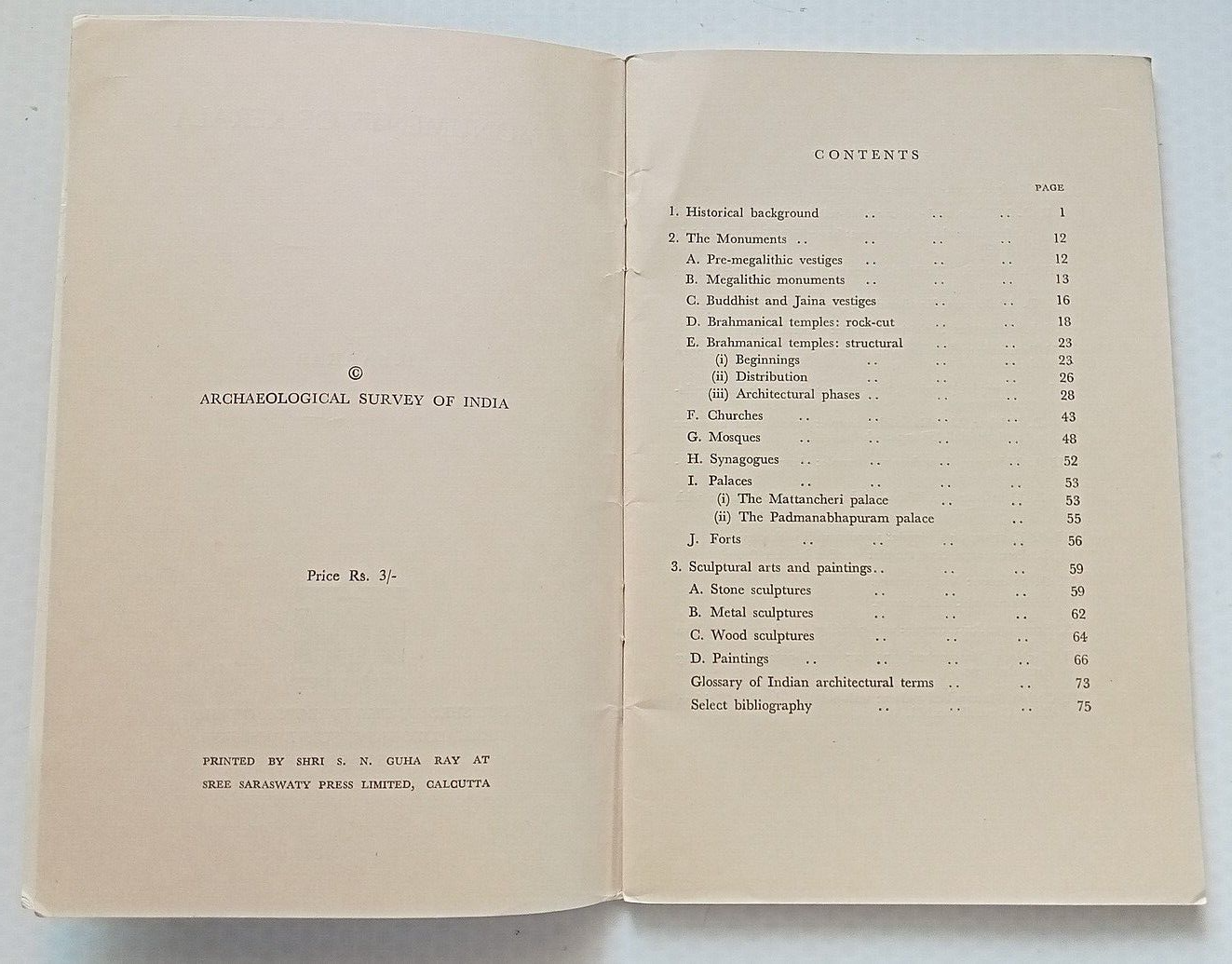 (AOP) India - Monuments of KERALA 1973 by Archaeological Survey of India 75 page