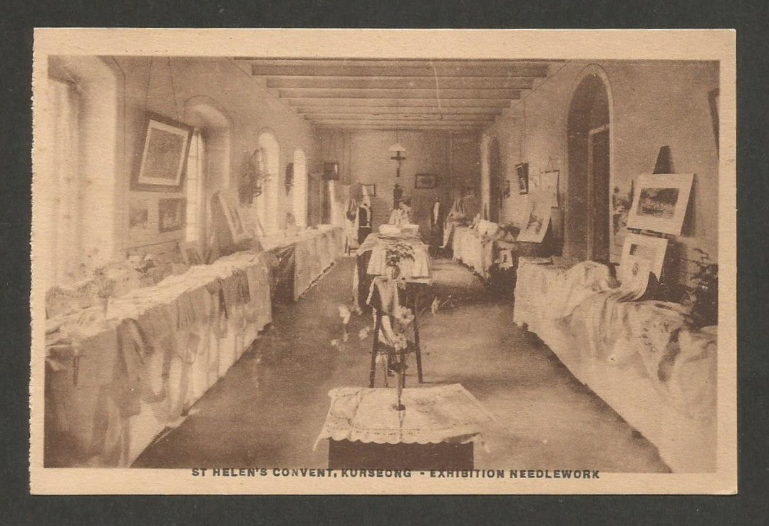 India KURSEONG Assam vintage postcard EXHIBITION NEEDLEWORK St. Helen's Convent