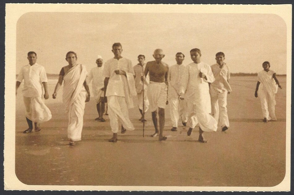 AOP India full back pictorial 50p Gandhi postal card GANDHI 