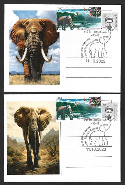 India 2023 LEMRU ELEPHANT RESERVE Special postcards (5)