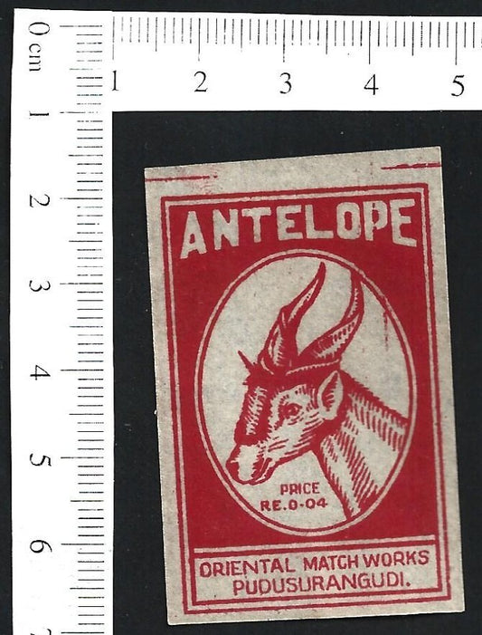 India vintage 1940s-50s matchbox label ANTELOPE