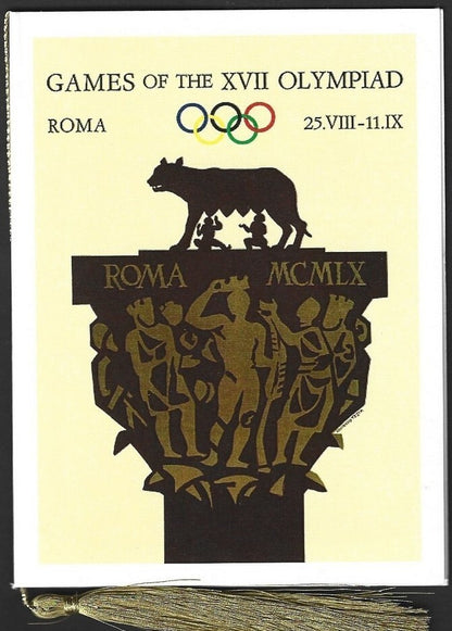 India 2024 Paris Olympics souvenir with 1960 Rome, Italy Olympics cachet