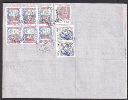 Italy 2003 parcel card to India with Euro 6.20 block of 6, etc.