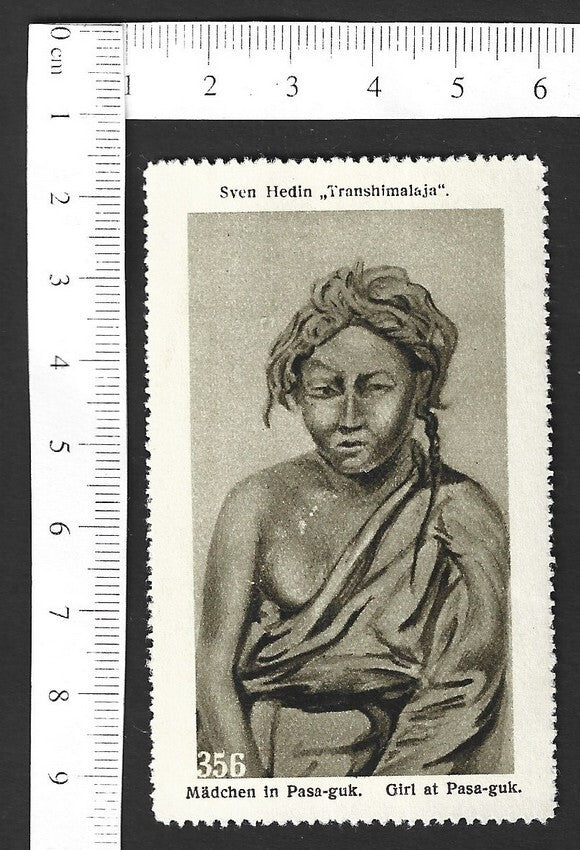 Vintage OVERLAND TO INDIA poster stamp - GIRL AT PASA-GUK zaz