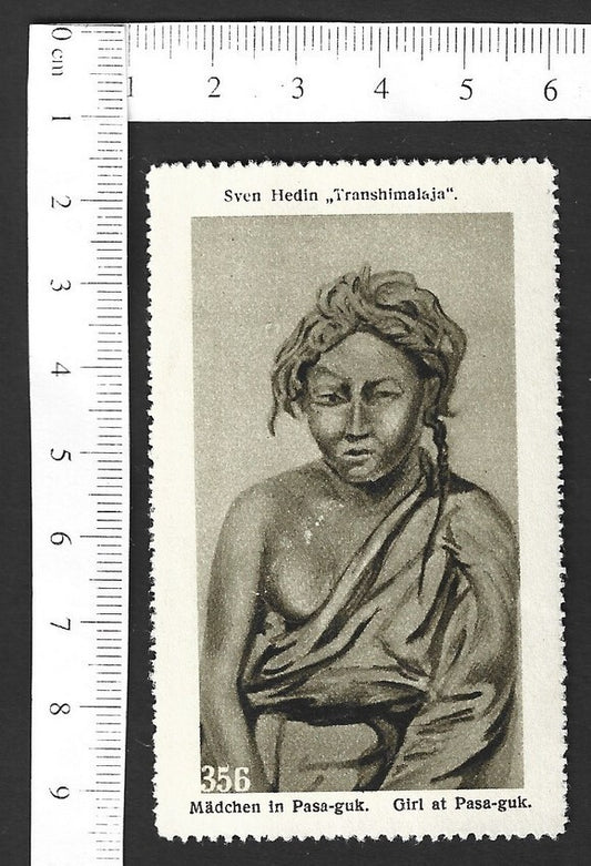 Vintage OVERLAND TO INDIA poster stamp - GIRL AT PASA-GUK zaz