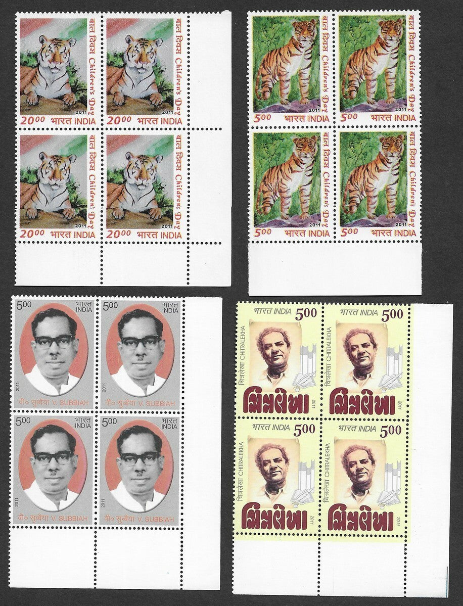 India 2011 Year Pack / set blocks of 4 MNH