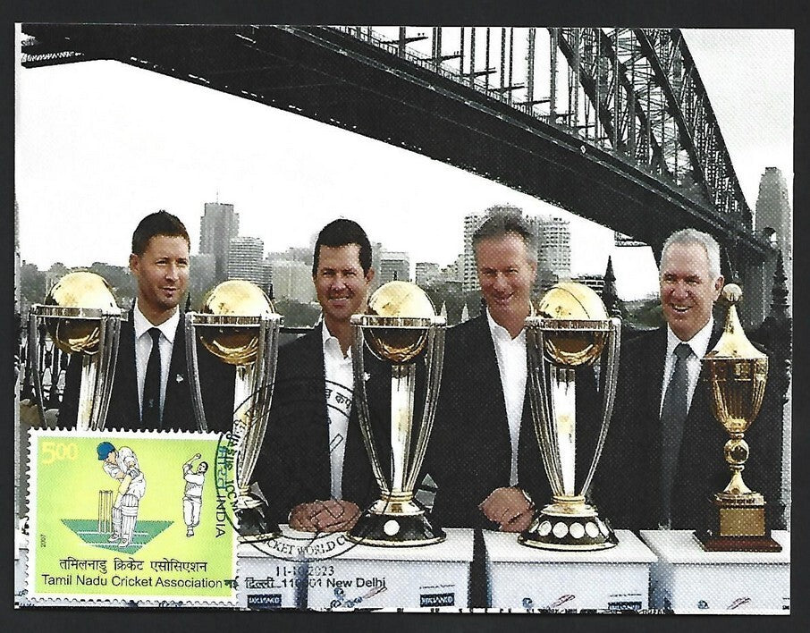 India 2023 ICC Cricket World Cup postcard ALLAN BORDER