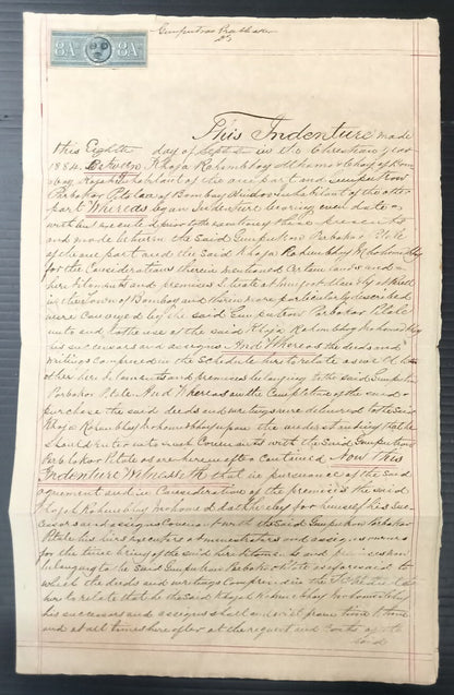 AOP India 1884 4 pages Indenture with QV Special Adhesive 8a