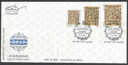 AOP India 2017 Happy New Year set of 12 FDCs with 3 sizes of stamps on each 