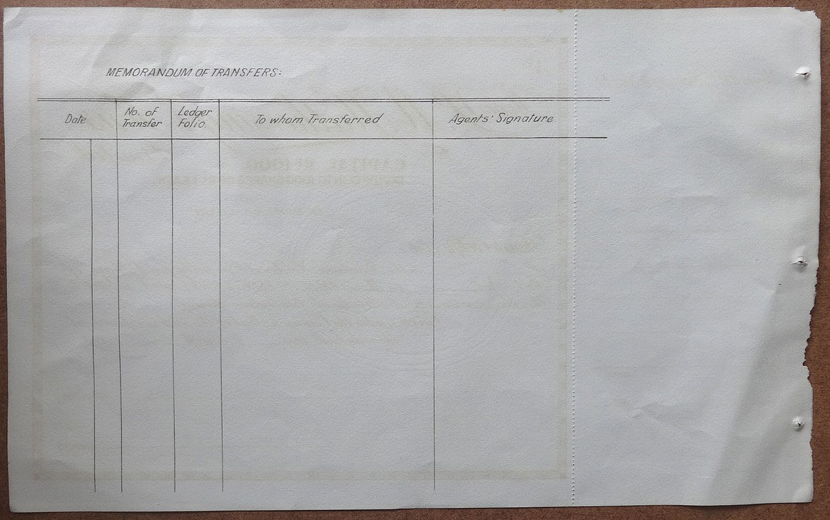 India P M Hutheesing & Sons 1920s unused share certificate