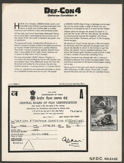 DEF CON 4 1985/86  India press card Paul Donovan