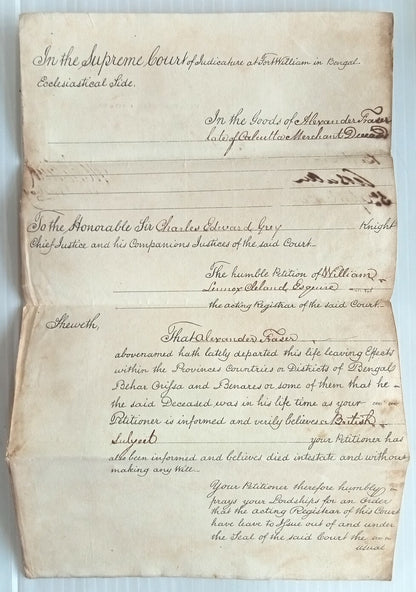 AOP India 1826 Supreme Court, Fort Williams, Calcutta document