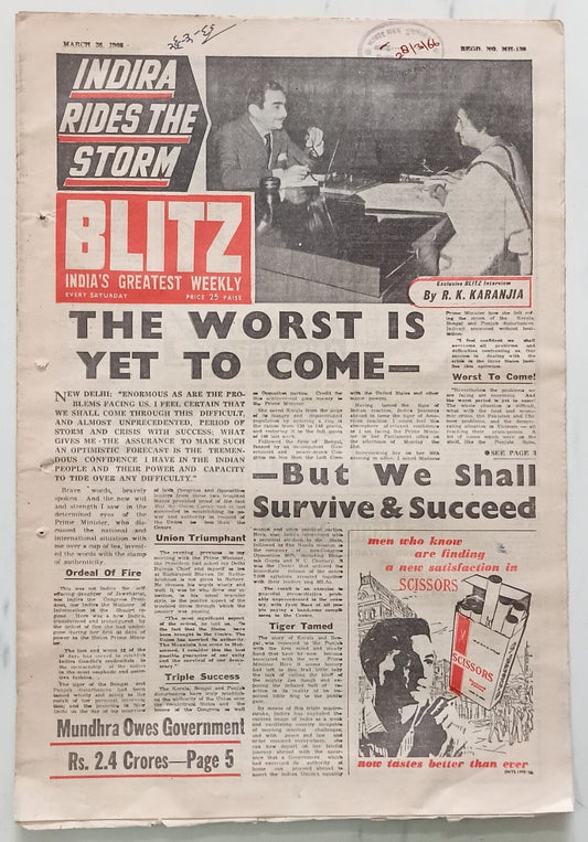 AOP India BLITZ 26 Mar 1966 INDIRA RIDES THE STORM (R )