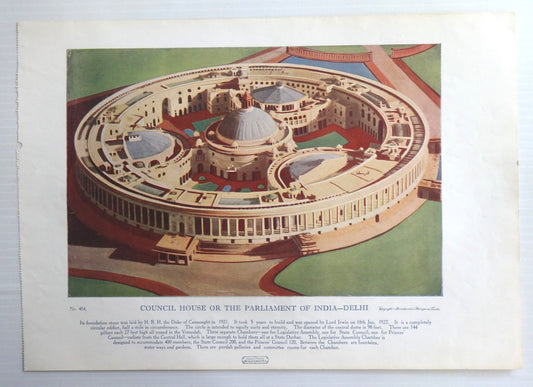 India vintage Parliament poster PARLIAMENT OF INDIA,HEM CHANDER BHARGAVA 14"x10"