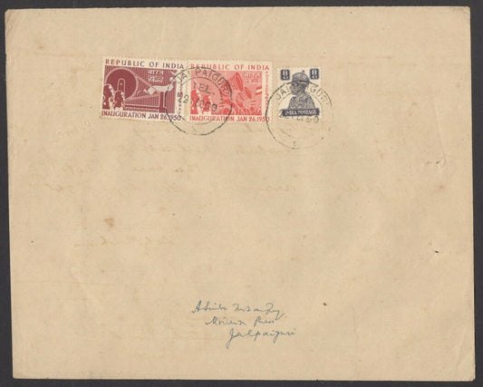 India 1950 Telegram with 1950 Republic 12a 