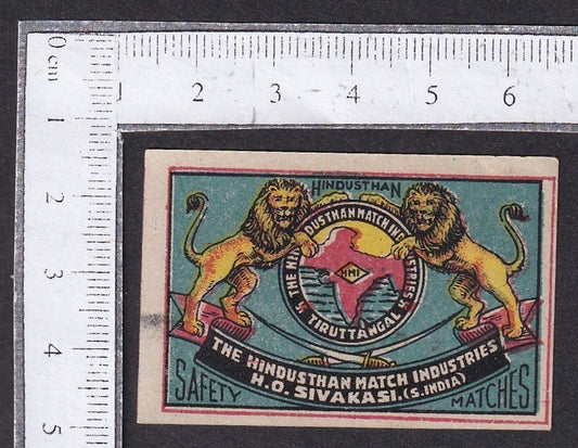 India vintage matchbox label MAP & COINS by Hindustan Match Industries