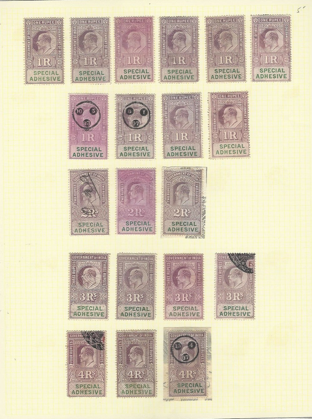 India collection of revenue stamps on sheets