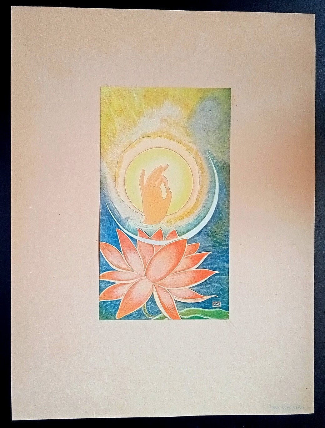 India vintage print TRUTH LOVE BEAUTY by KANU DESAI - Geet Govind series