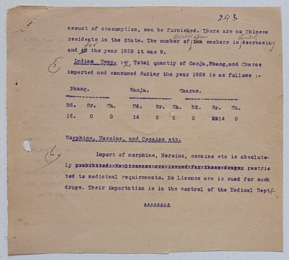 AOP India Official correspondence - OPIUM & OTHER DANGEROUS DRUG 1930