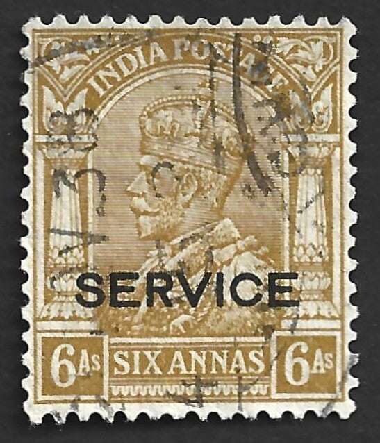 AOP India KGV 1926-35 6a bistre used. SG O131 £10