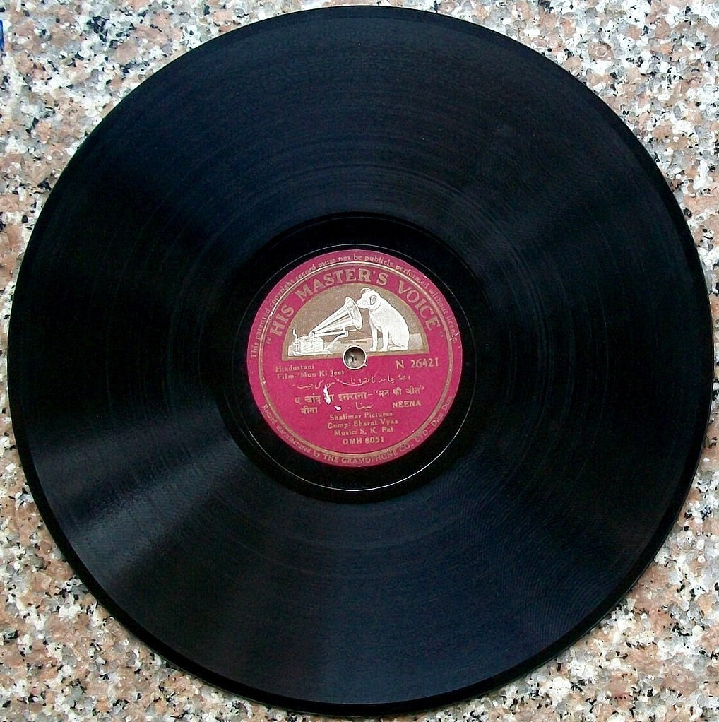 India Bollywood 1944 MUN KI JEET Thomas Hardy 78rpm HMV songs by Nina record zaz
