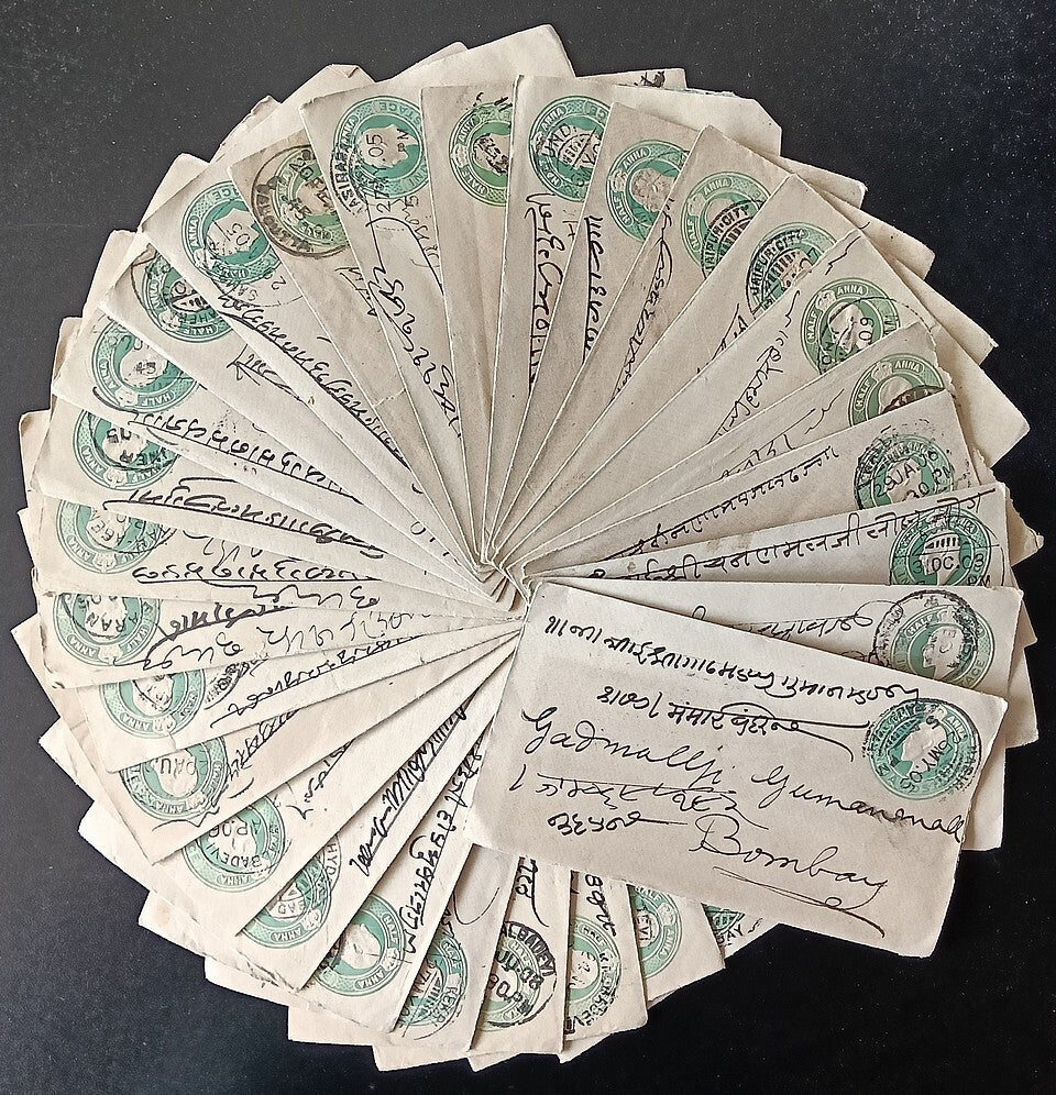 India KEdVII 1/2a green envelopes x 100 selected for condition WHOLESALE