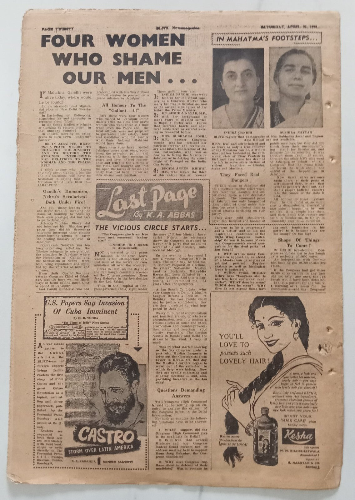 AOP India BLITZ 15 April 1961 BAD, BLACK, BALD LIES! (R )